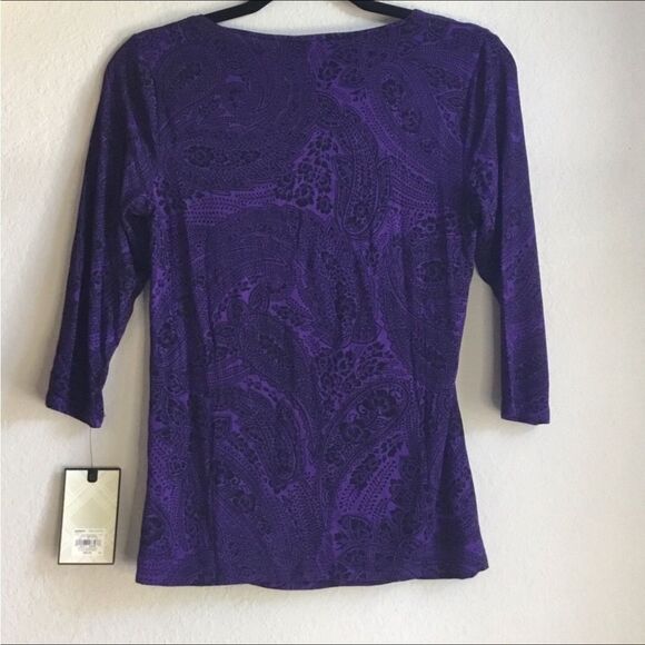 Dana Buchman purple asymmetrical wrap paisley top fairycore witchy whimsygoth - Picture 2 of 5